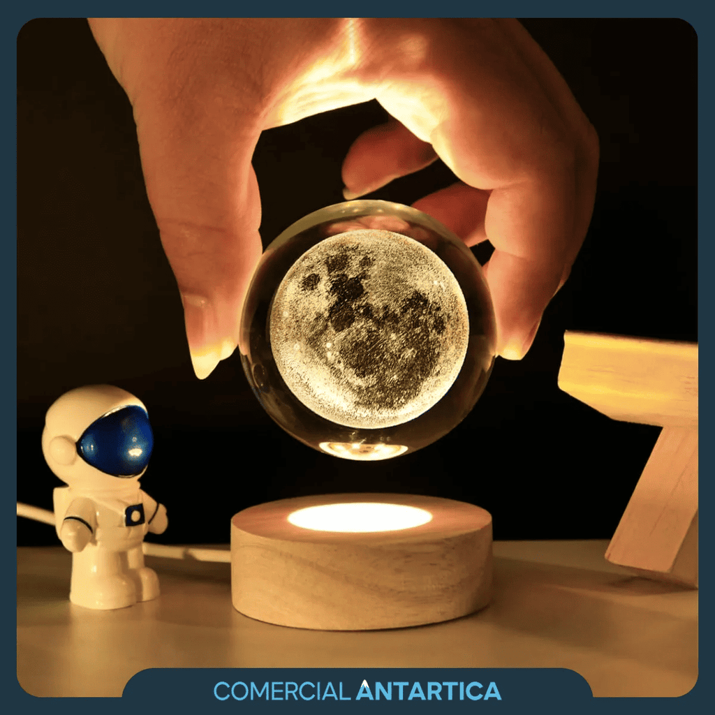 Lámpara esfera cristal 3D Led USB Luna