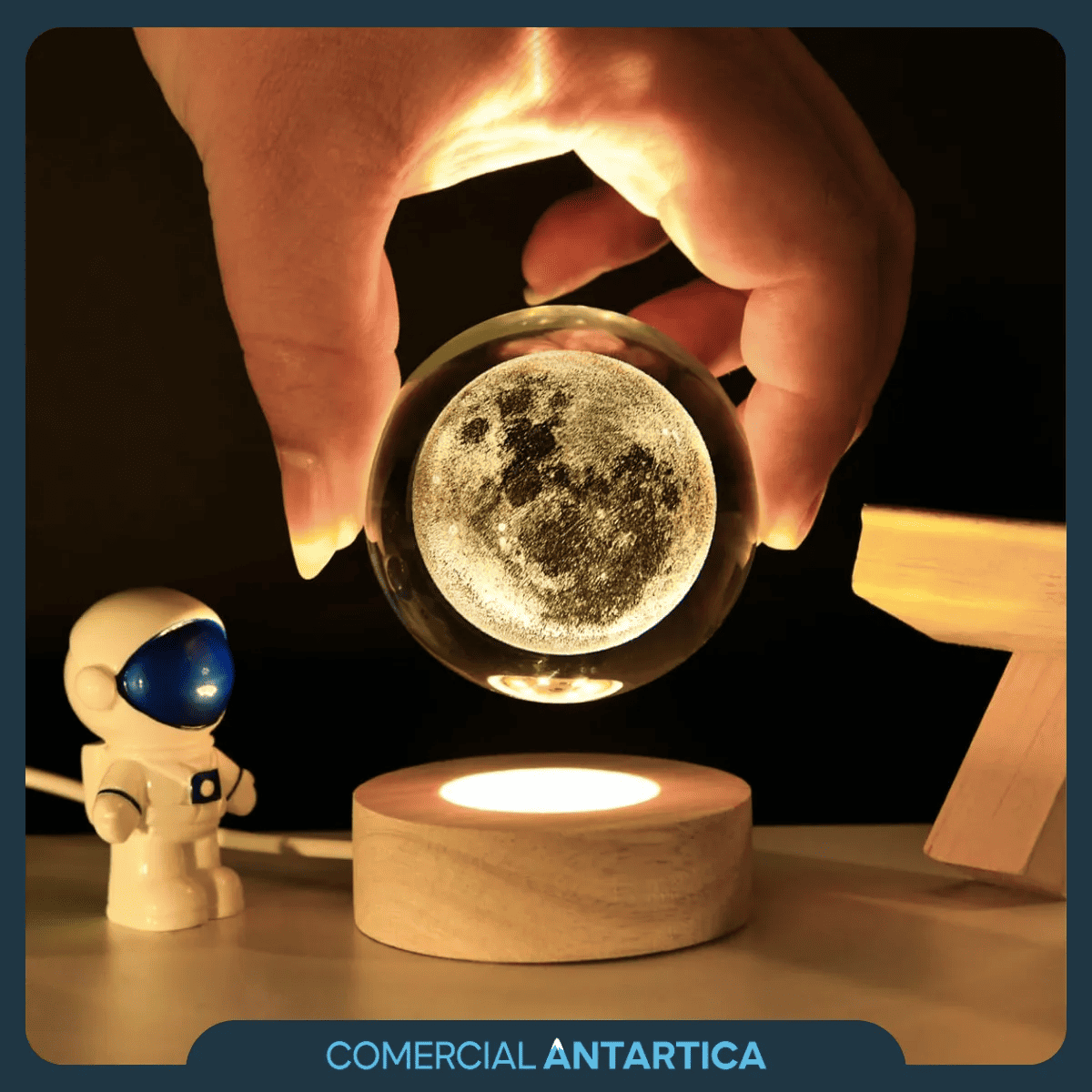 Lámpara esfera cristal 3D Led USB Luna
